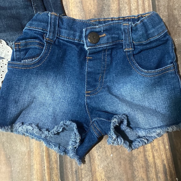 Cat and Jack Girls Denim Shorts stretch shorts 3T and 4T Geranimals White Tank - Picture 11 of 16